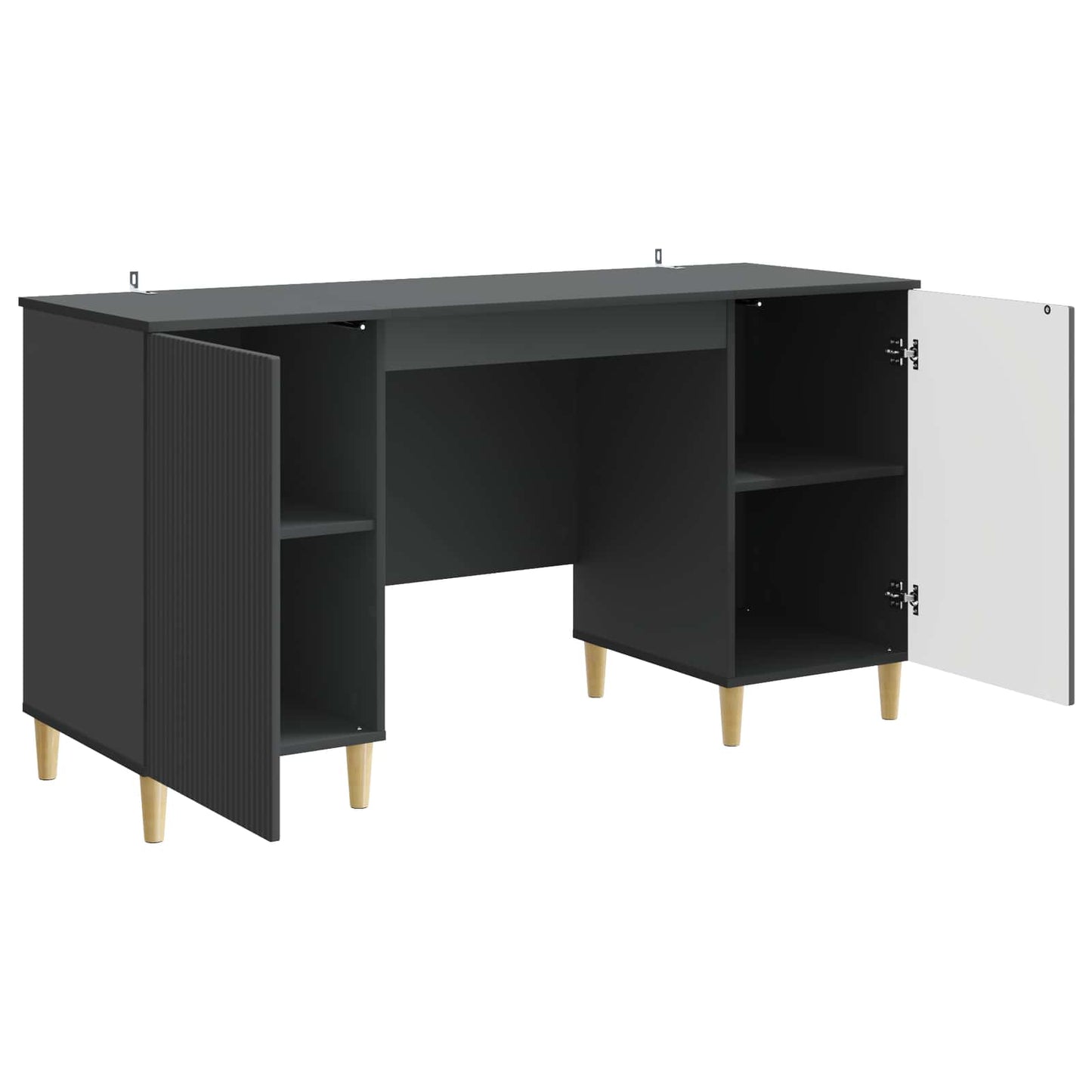 Desk with Shelf Black 142.5 x 50 x 75 cm Engineered Wood