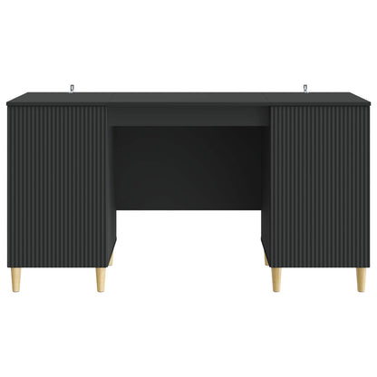 Desk with Shelf Black 142.5 x 50 x 75 cm Engineered Wood