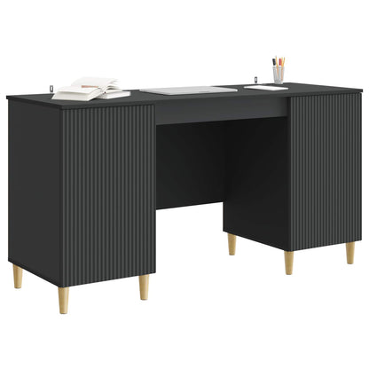 Desk with Shelf Black 142.5 x 50 x 75 cm Engineered Wood
