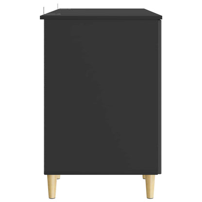 Desk with Shelf Black 142.5 x 50 x 75 cm Engineered Wood