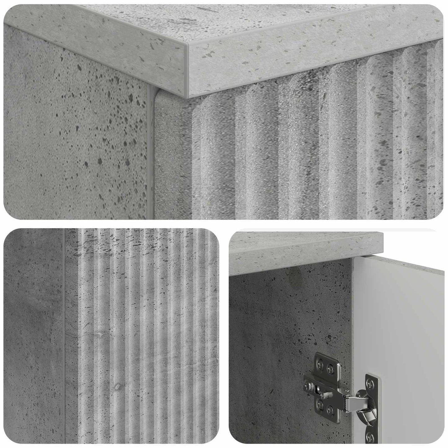 Desk with Door Concrete Grey 142.5 x 50 x 75 cm Engineered Wood