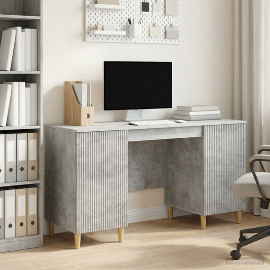 Desk with Door Concrete Grey 142.5 x 50 x 75 cm Engineered Wood