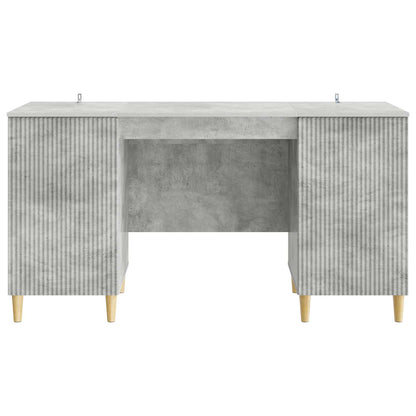 Desk with Door Concrete Grey 142.5 x 50 x 75 cm Engineered Wood
