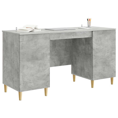 Desk with Door Concrete Grey 142.5 x 50 x 75 cm Engineered Wood