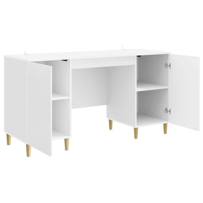 Desk High Gloss White 142.5 x 50 x 75 cm Engineered Wood