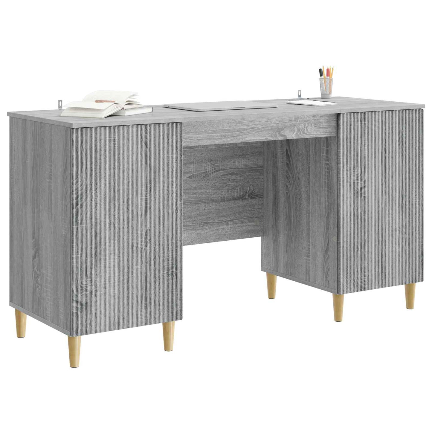 Desk with Shelf Grey Sonoma 142.5 x 50 x 75 cm Engineered Wood