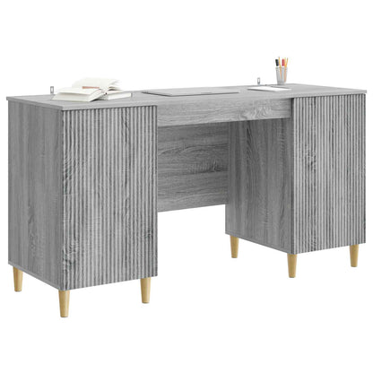 Desk with Shelf Grey Sonoma 142.5 x 50 x 75 cm Engineered Wood