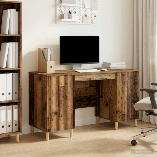 Desk with Shelf Old Wood 142.5 x 50 x 75 cm Engineered Wood