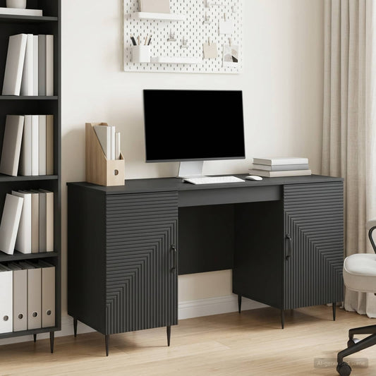 Desk Black 142.5 x 50 x 75 cm Engineered Wood
