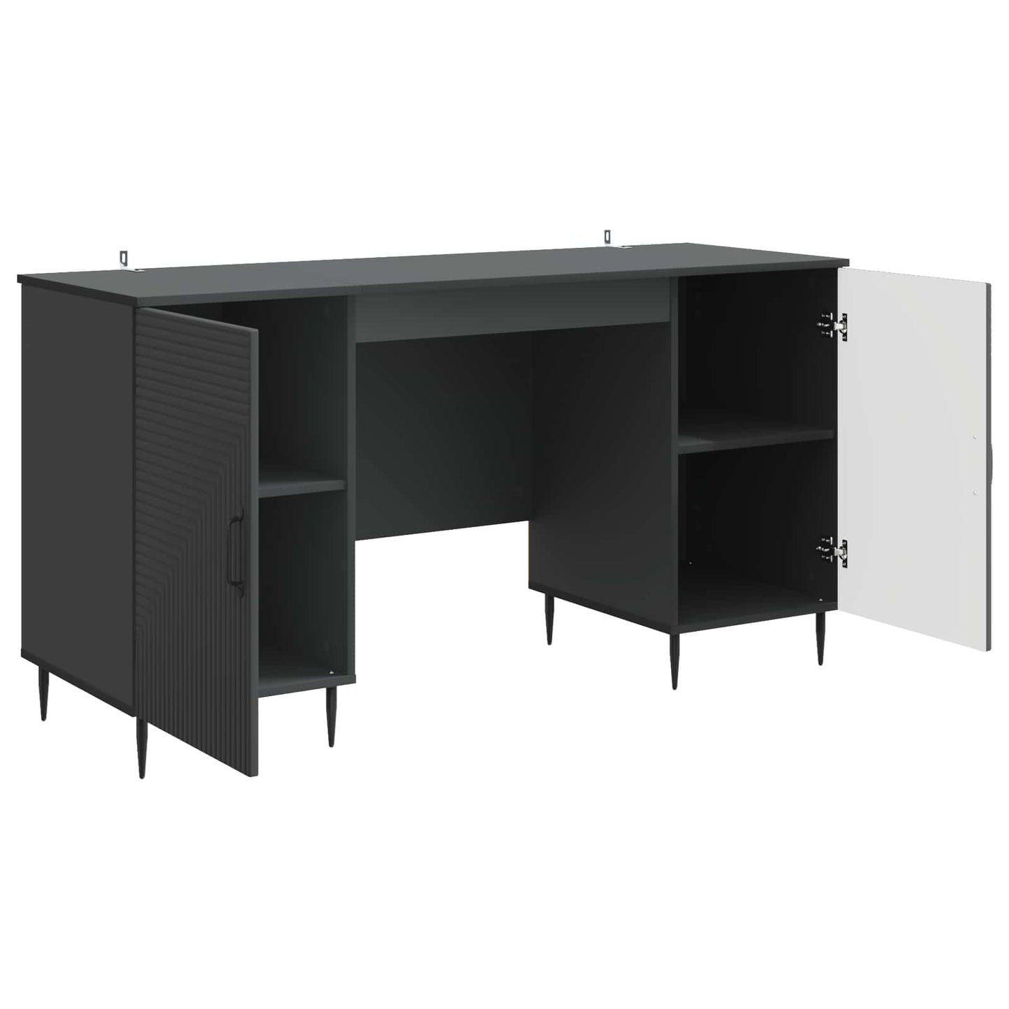 Desk with Shelf Black 142.5 x 50 x 75 cm Engineered Wood