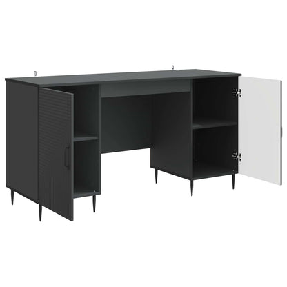 Desk with Shelf Black 142.5 x 50 x 75 cm Engineered Wood