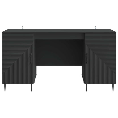 Desk with Shelf Black 142.5 x 50 x 75 cm Engineered Wood