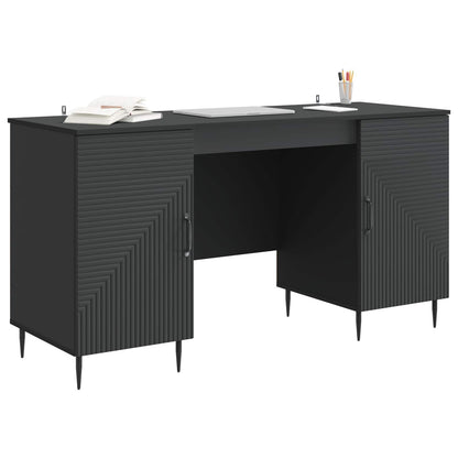Desk with Shelf Black 142.5 x 50 x 75 cm Engineered Wood