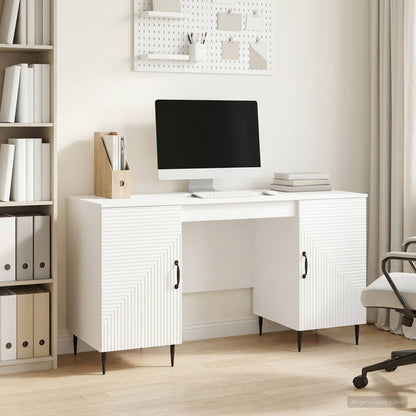 Desk High Gloss White 142.5 x 50 x 75 cm Engineered Wood