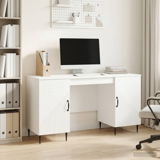 Desk High Gloss White 142.5 x 50 x 75 cm Engineered Wood
