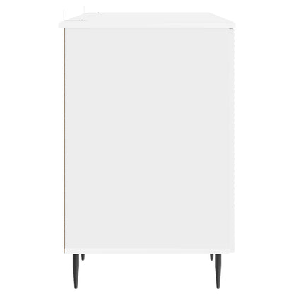 Desk High Gloss White 142.5 x 50 x 75 cm Engineered Wood
