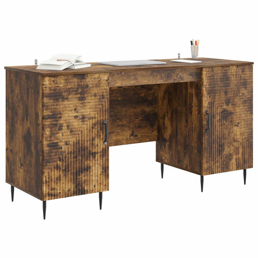 Desk with Shelf Smoked Oak 142.5 x 50 x 75 cm Engineered Wood
