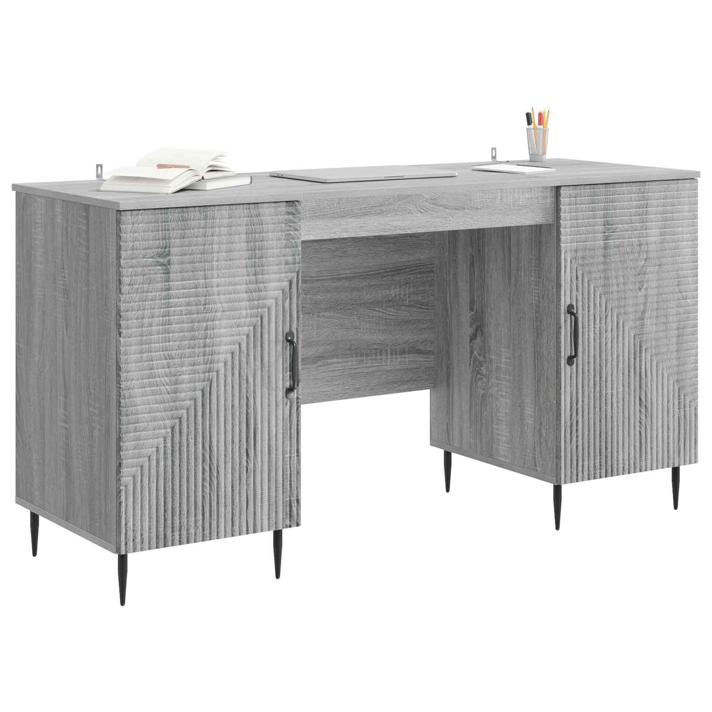 Desk with Shelf Grey Sonoma 142.5 x 50 x 75 cm Engineered Wood
