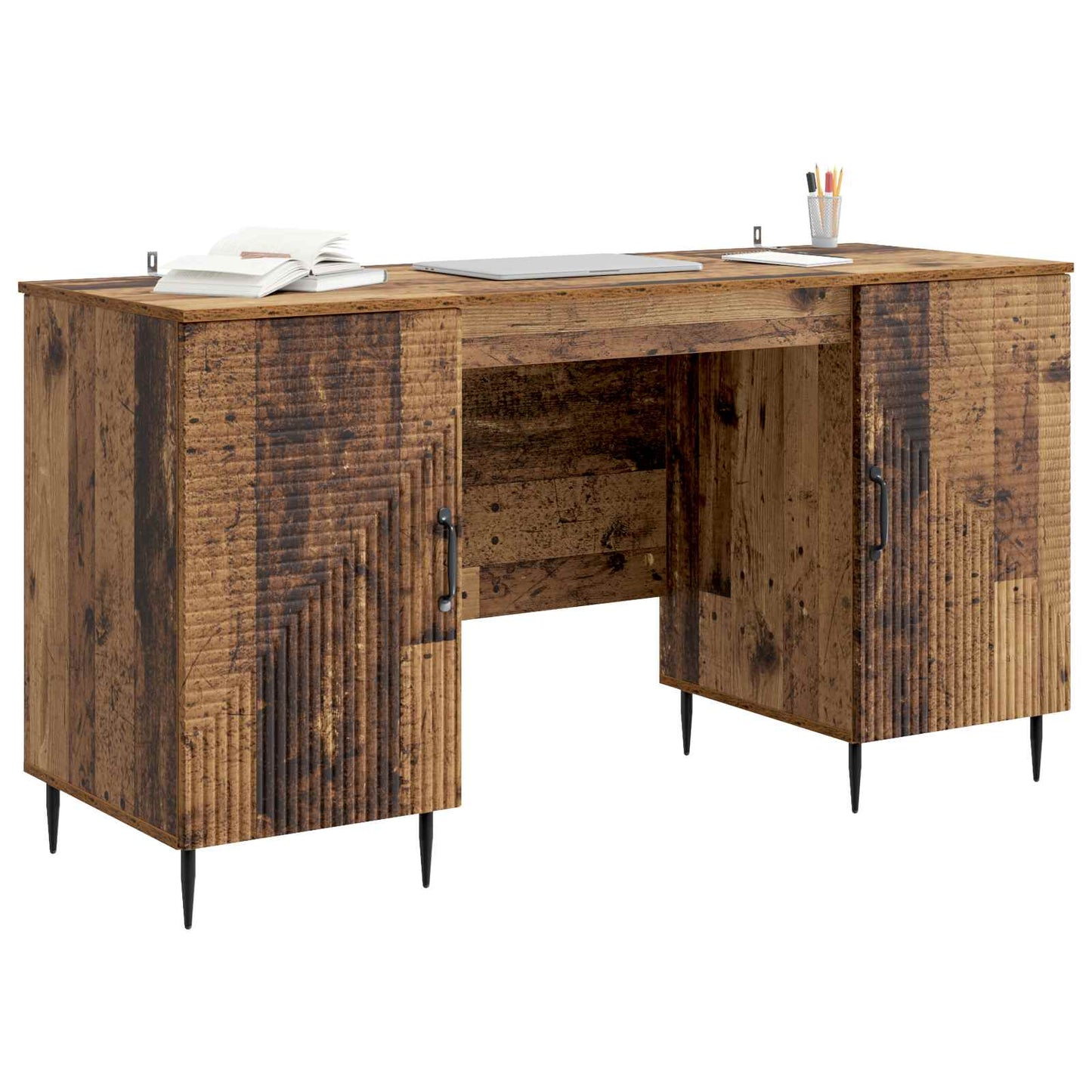 Desk with Shelf Old Wood 142.5 x 50 x 75 cm Engineered Wood