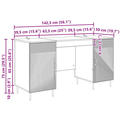Desk with Shelf Old Wood 142.5 x 50 x 75 cm Engineered Wood