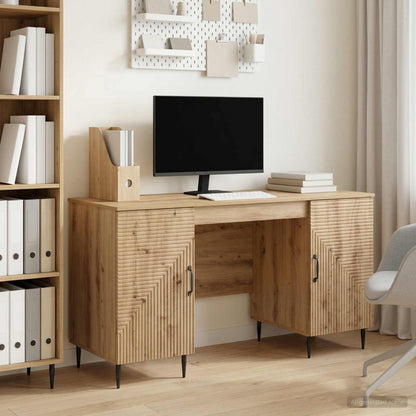 Desk with Shelf Artisan Oak 142.5 x 50 x 75 cm Engineered Wood