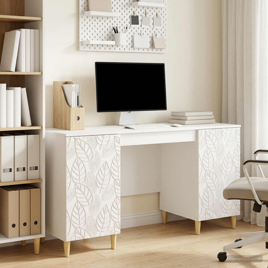 Desk High Gloss White 142.5 x 50 x 75 cm Engineered Wood