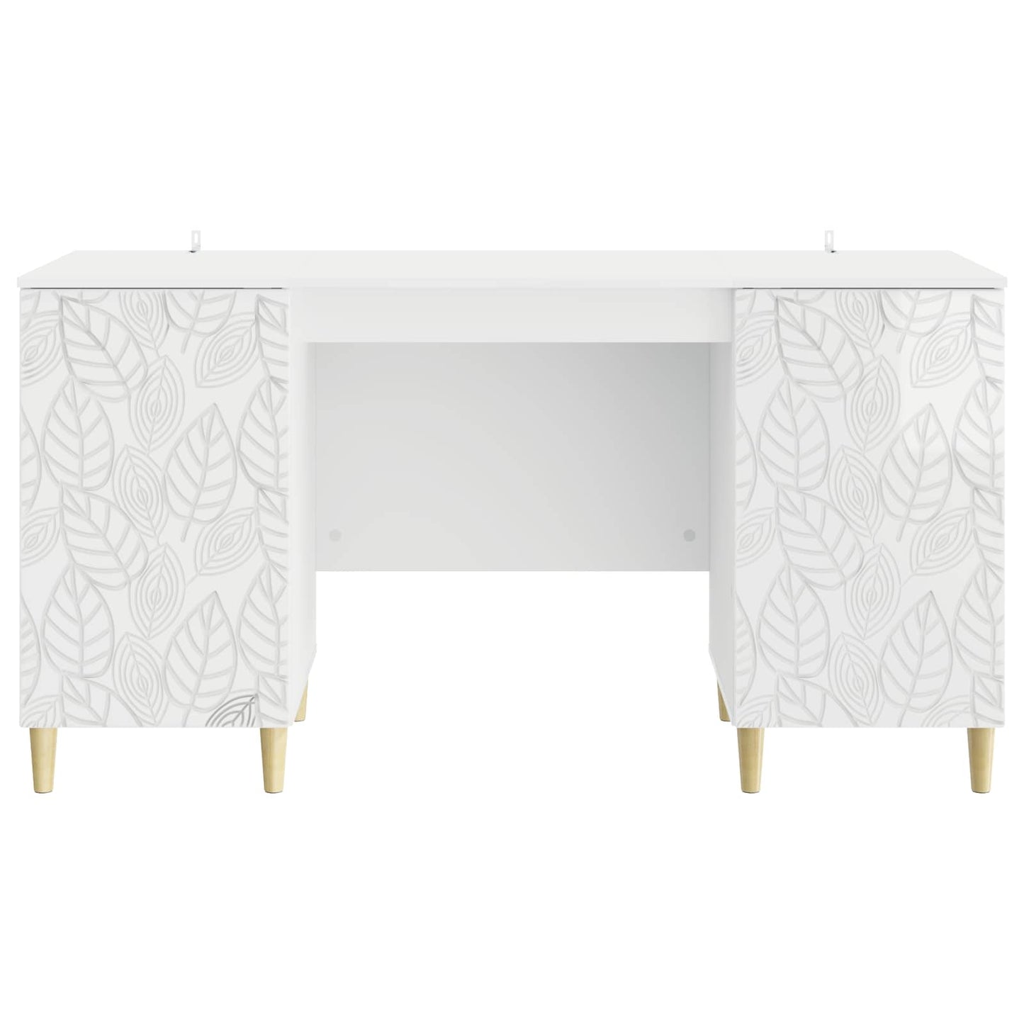 Desk High Gloss White Engineered Wood 142.5 x 50 x 75 cm
