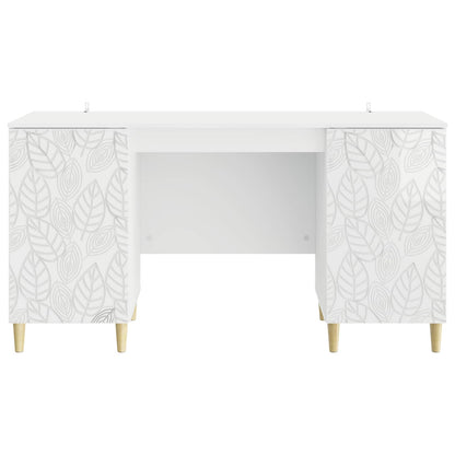 Desk High Gloss White Engineered Wood 142.5 x 50 x 75 cm