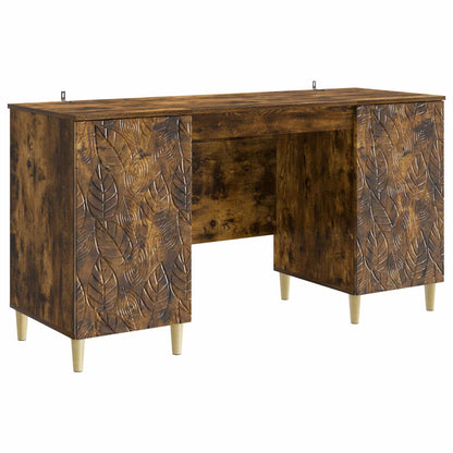 Desk Smoked Oak 142.5 x 50 x 75 cm Engineered Wood