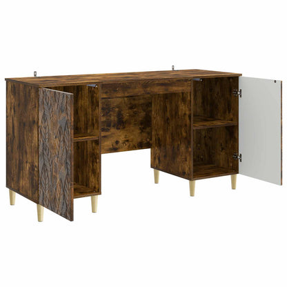Desk Smoked Oak 142.5 x 50 x 75 cm Engineered Wood