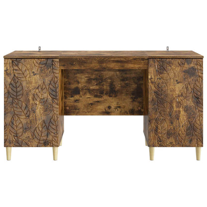 Desk Smoked Oak 142.5 x 50 x 75 cm Engineered Wood