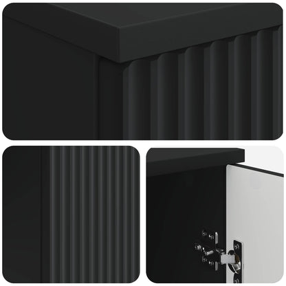 Desk with Shelf Black 142.5 x 50 x 75 cm Engineered Wood