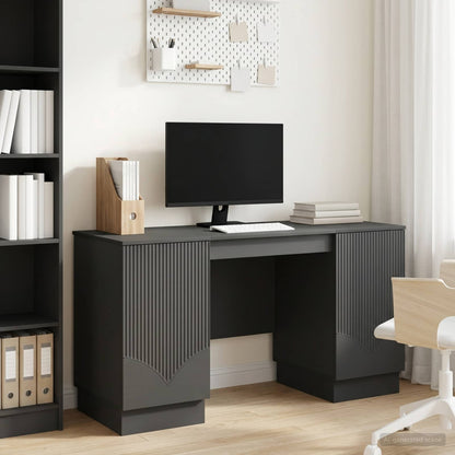 Desk with Shelf Black 142.5 x 50 x 75 cm Engineered Wood