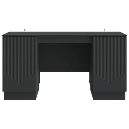 Desk with Shelf Black 142.5 x 50 x 75 cm Engineered Wood