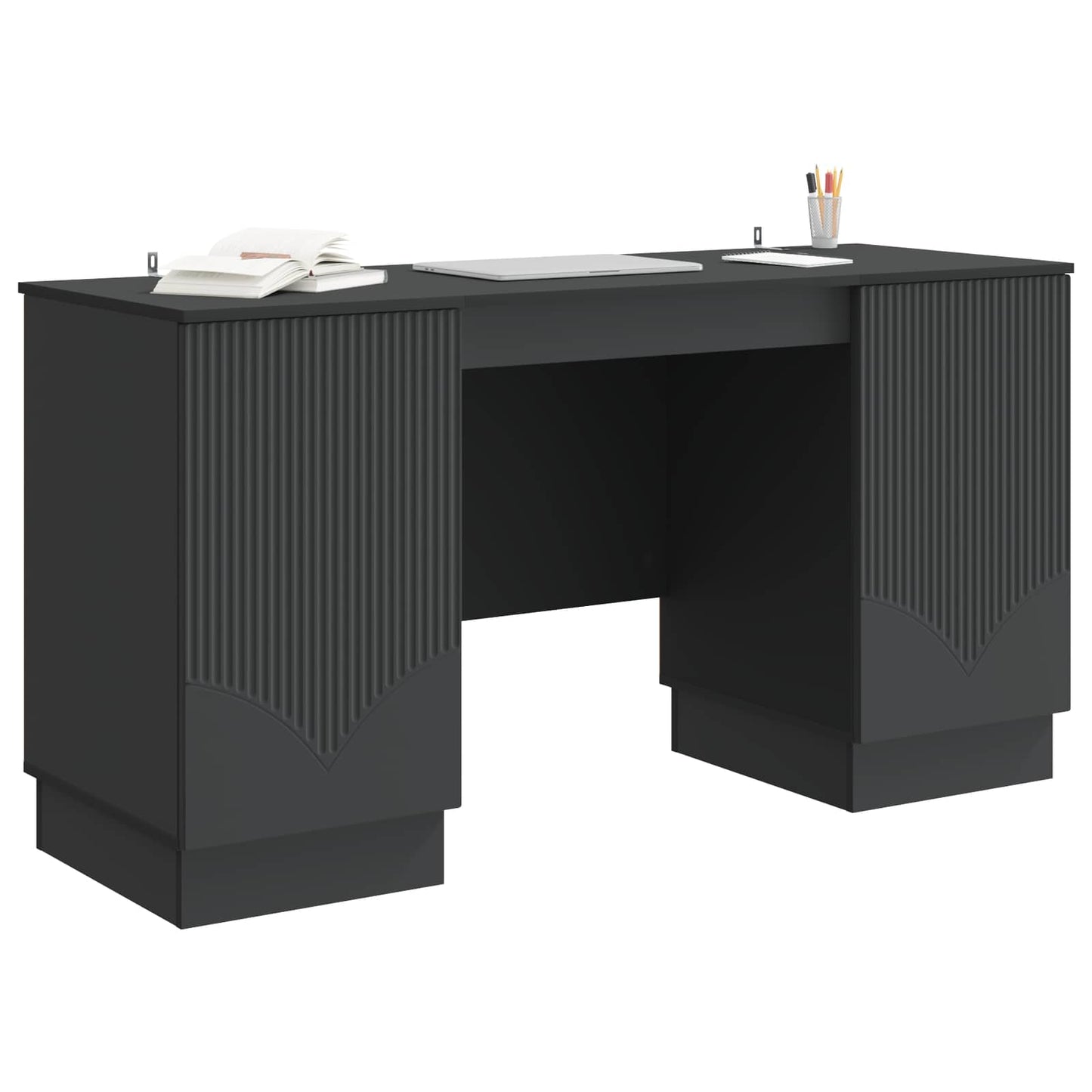 Desk with Shelf Black 142.5 x 50 x 75 cm Engineered Wood