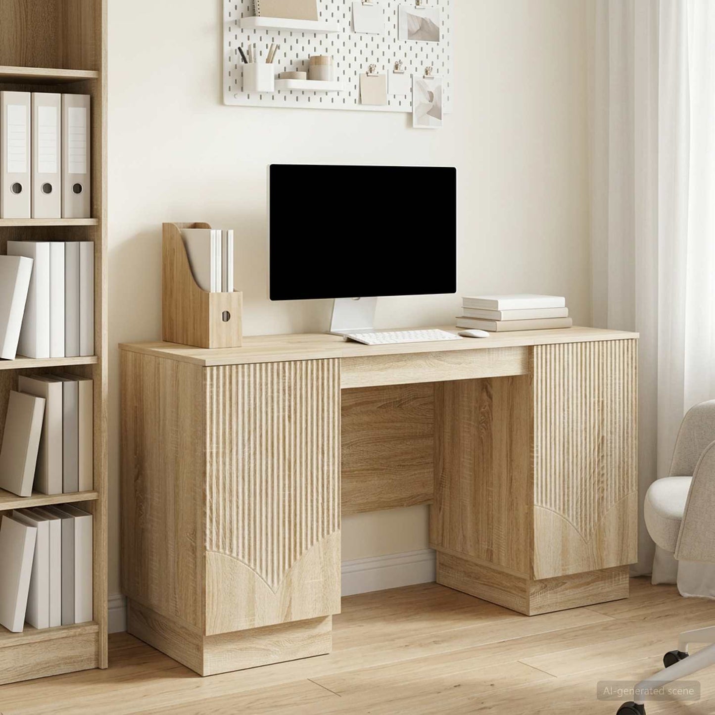 Desk with Shelf Sonoma Oak 142.5 x 50 x 75 cm Engineered Wood