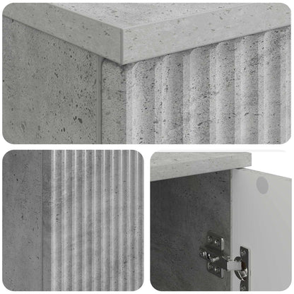 Desk with Door Concrete Grey 142.5 x 50 x 75 cm Engineered Wood