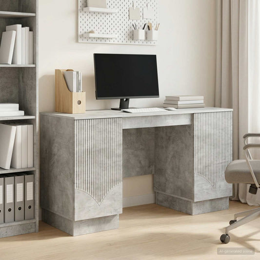 Desk Concrete Grey 142.5 x 50 x 75 cm Engineered Wood