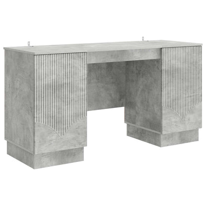 Desk with Door Concrete Grey 142.5 x 50 x 75 cm Engineered Wood