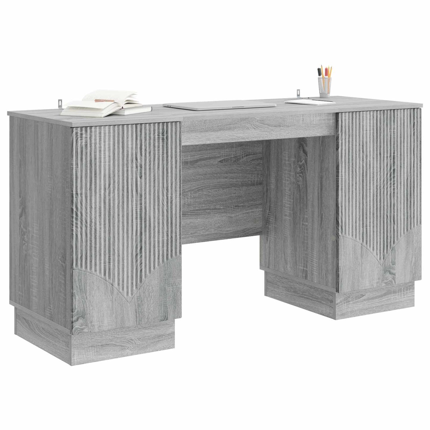 Desk with Shelf Grey Sonoma 142.5 x 50 x 75 cm Engineered Wood