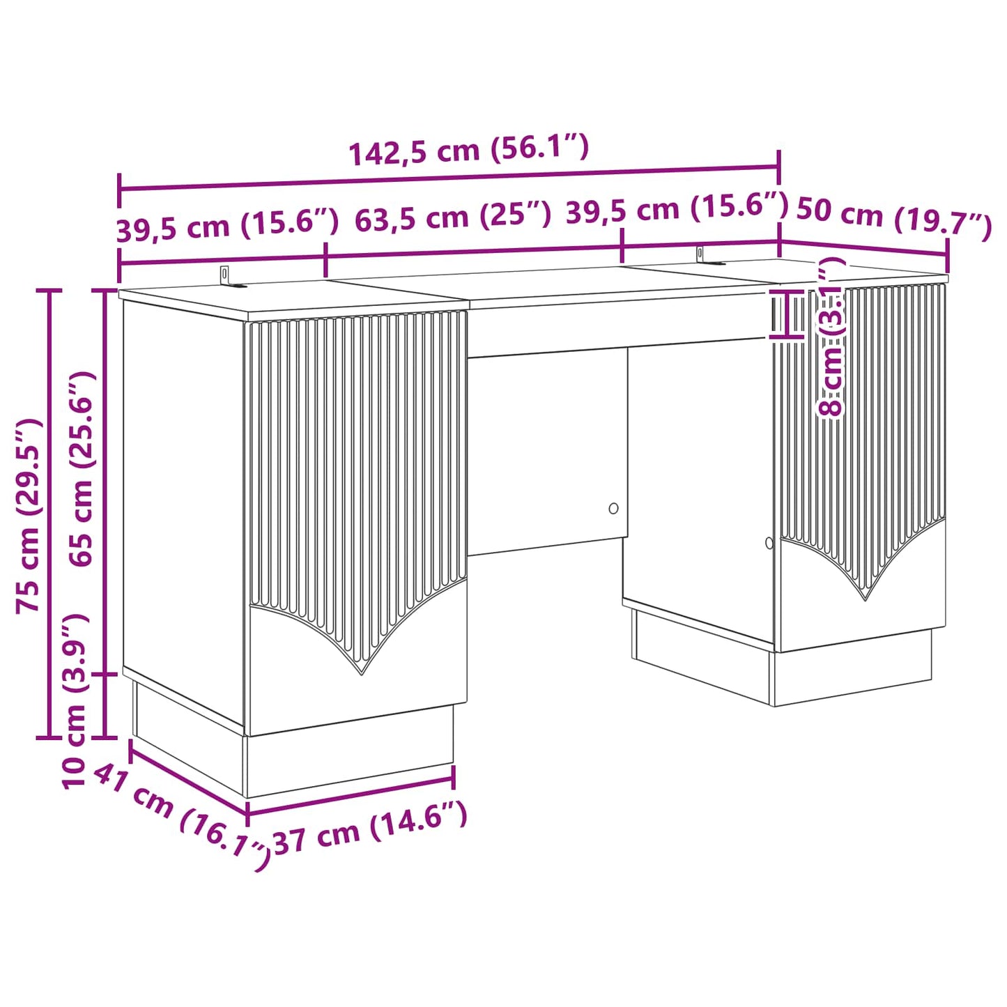 Desk with Shelf Grey Sonoma 142.5 x 50 x 75 cm Engineered Wood