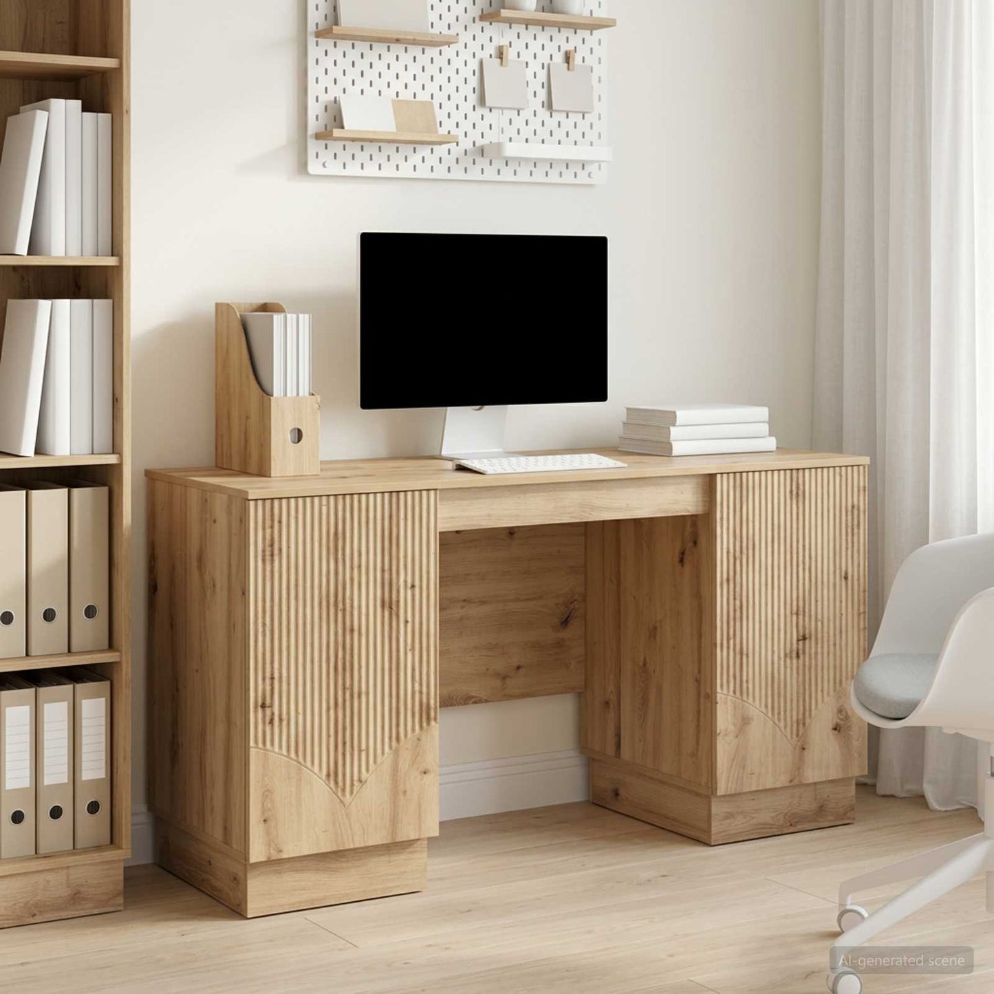 Desk with Shelf Artisan Oak 142.5 x 50 x 75 cm Engineered Wood