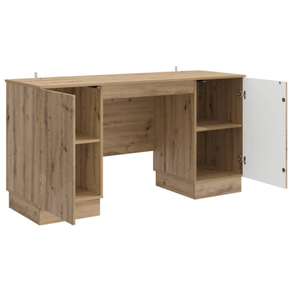 Desk with Shelf Artisan Oak 142.5 x 50 x 75 cm Engineered Wood