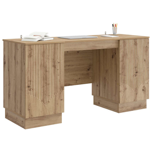 Desk with Shelf Artisan Oak 142.5 x 50 x 75 cm Engineered Wood
