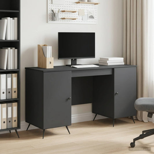 Desk Black 142.5 x 50 x 75 cm Engineered Wood