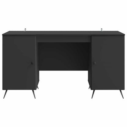 Desk with Shelf Black 142.5 x 50 x 75 cm Engineered Wood