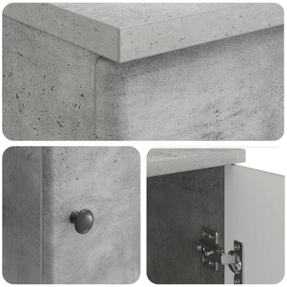 Desk with Door Concrete Grey 142.5 x 50 x 75 cm Engineered Wood