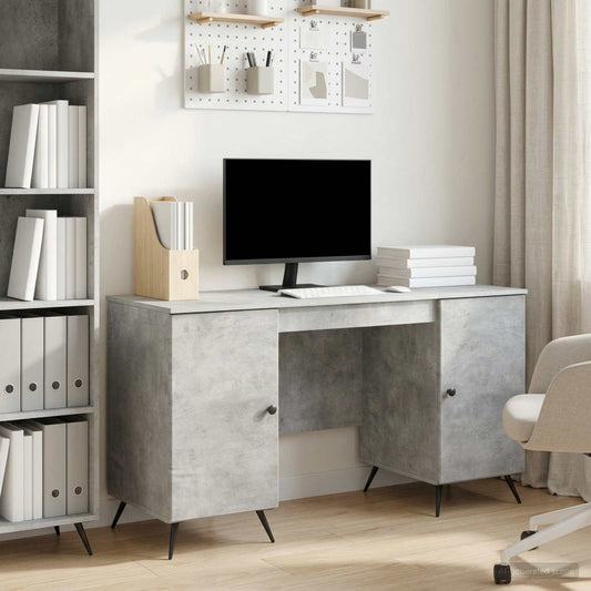 Desk Concrete Grey 142.5 x 50 x 75 cm Engineered Wood