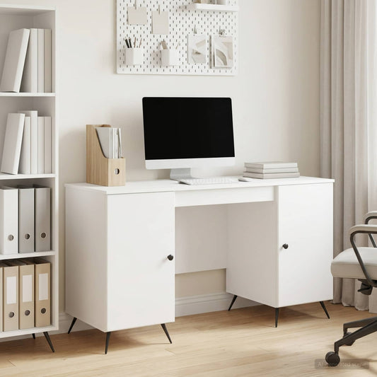 Desk High Gloss White 142.5 x 50 x 75 cm Engineered Wood