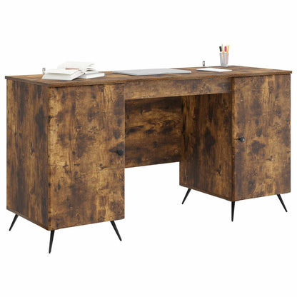 Desk Smoked Oak 142.5 x 50 x 75 cm Engineered Wood